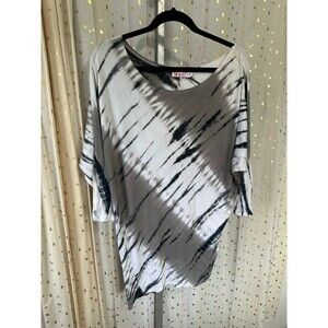 Wehi Designs Hawaiian White Tie Dye Dolman Sleeve Stretch Micro Mini Dress M/L